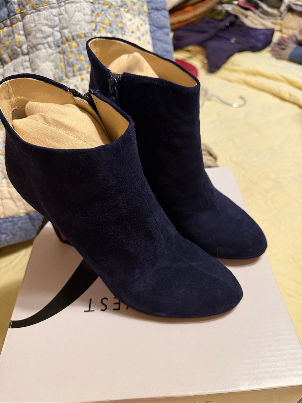 Nine West Navy Suede Ankle Booties